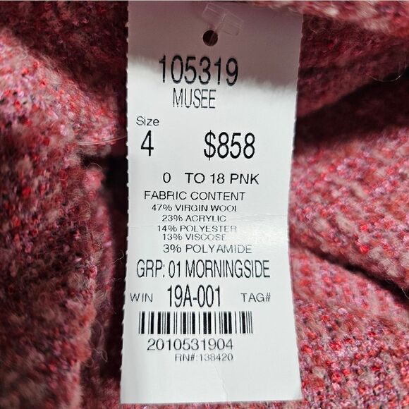 CARLISLE COLLECTION NWT Musee  Pink Tweed Fringe Jacket - Size 4 - Picture 8 of 9